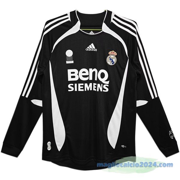 Seconda Manica lunga Real Madrid Retro 2006 2007 Nero Poco Prezzo