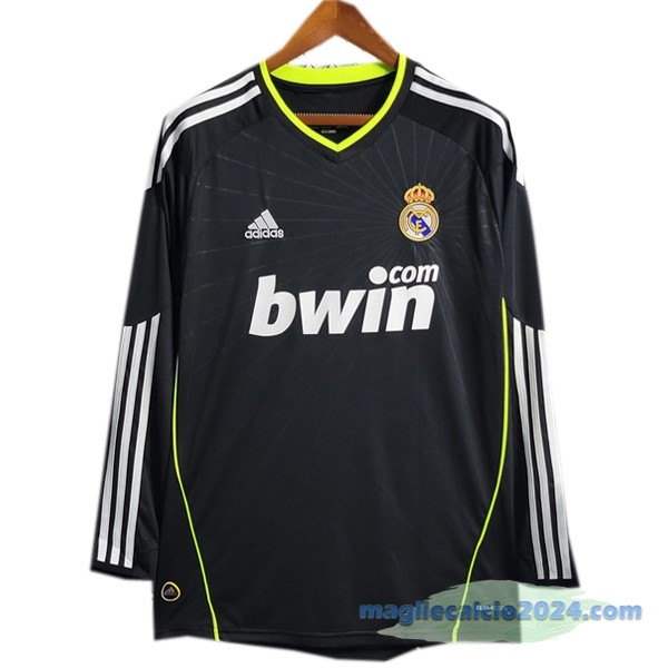 Seconda Manica lunga Real Madrid Retro 2010 2011 Nero Poco Prezzo