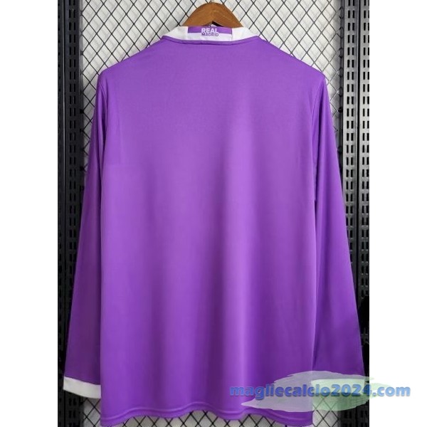 Seconda Manica lunga Real Madrid Retro 2016 2017 I Purpureo Poco Prezzo