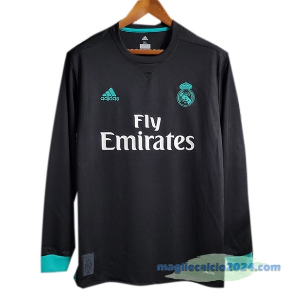 Seconda Manica lunga Real Madrid Retro 2017 2018 Nero Poco Prezzo
