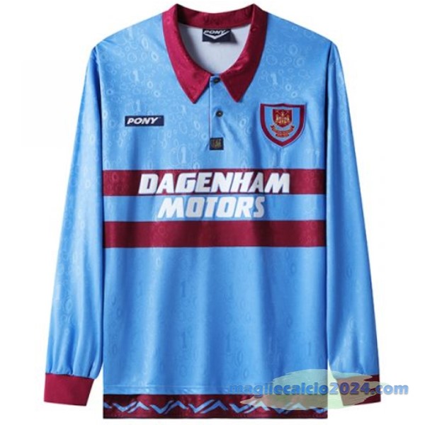 Seconda Manica lunga West Ham United Retro 1995 1997 Azul Poco Prezzo