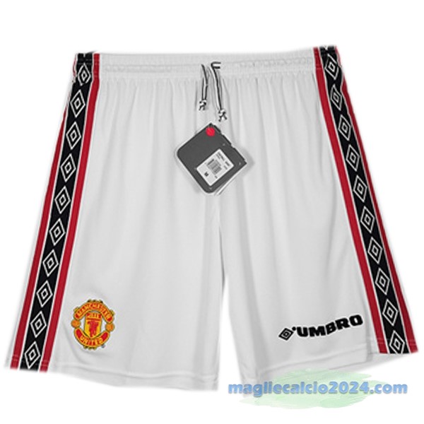Seconda Pantaloni Manchester United Retro 1998 1999 Bianco Poco Prezzo
