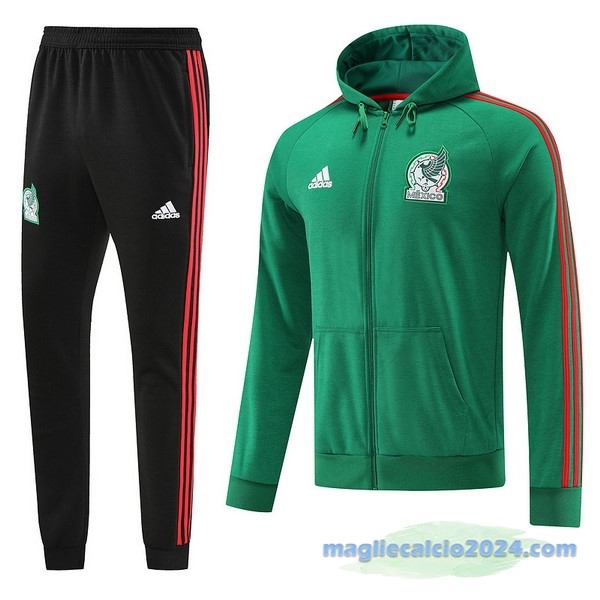 Set Completo Felpa Cappuccio Messico 2022 Verde Nero Poco Prezzo