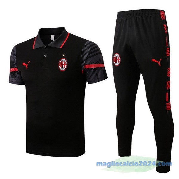 Set Completo Polo AC Milan 2022 2023 Nero Rosso Poco Prezzo