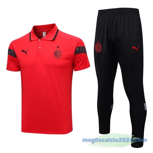 Set Completo Polo AC Milan 2023 2024 Rosso Nero Poco Prezzo