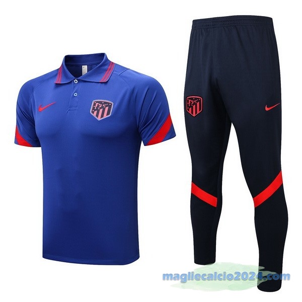 Set Completo Polo Atlético Madrid 2022 2023 Azul Nero Poco Prezzo