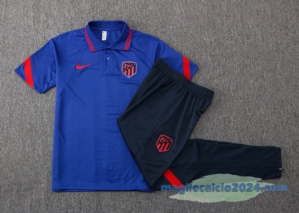 Set Completo Polo Atlético Madrid 2022 2023 Azul Nero Poco Prezzo