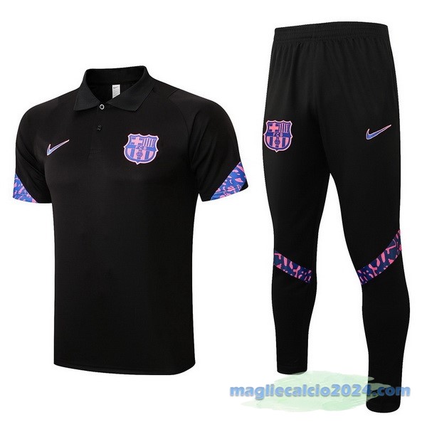 Set Completo Polo Barcelona 2022 2023 Nero Purpureo Poco Prezzo