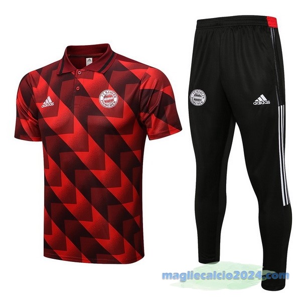Set Completo Polo Bayern Múnich 2022 2023 Rosso Nero Poco Prezzo