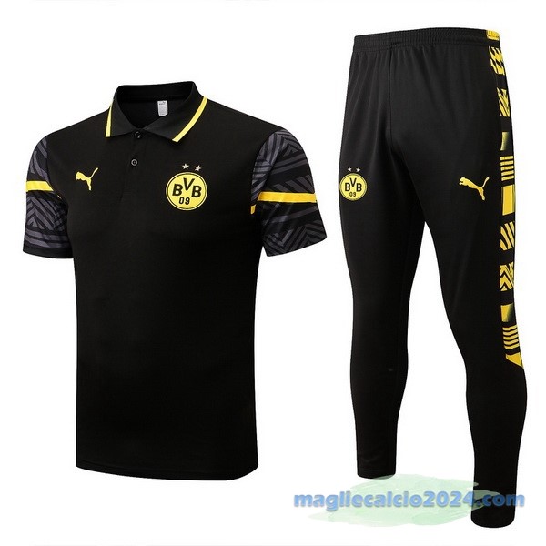 Set Completo Polo Borussia Dortmund 2022 2023 Nero I Giallo Poco Prezzo