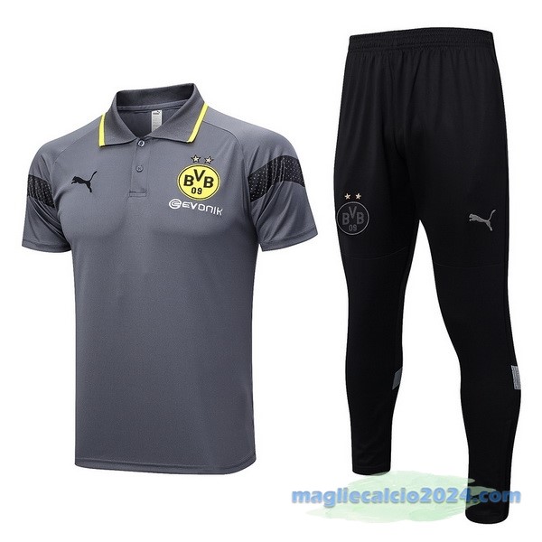 Set Completo Polo Borussia Dortmund 2023 2024 Grigio Nero Poco Prezzo