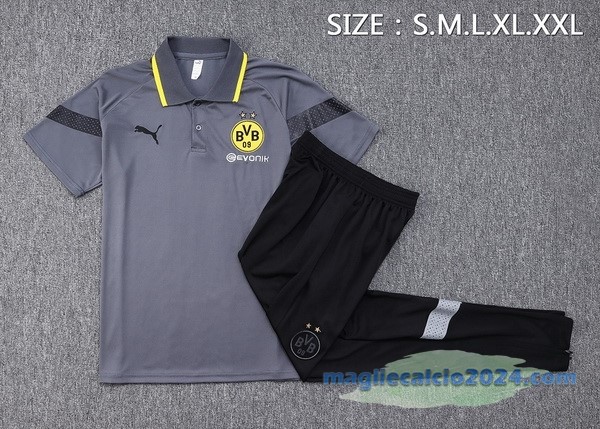 Set Completo Polo Borussia Dortmund 2023 2024 Grigio Nero Poco Prezzo
