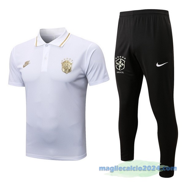 Set Completo Polo Brasile 2022 Bianco Nero Poco Prezzo
