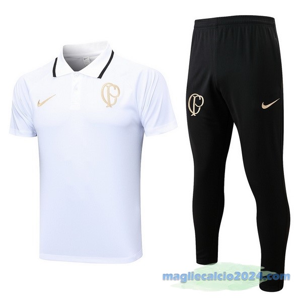 Set Completo Polo Corinthians Paulista 2023 2024 Bianco Nero Poco Prezzo