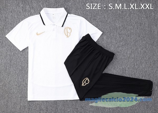 Set Completo Polo Corinthians Paulista 2023 2024 Bianco Nero Poco Prezzo