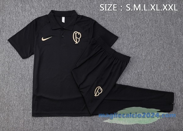 Set Completo Polo Corinthians Paulista 2023 2024 Nero Poco Prezzo