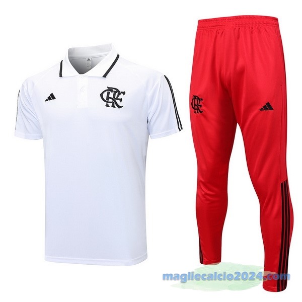 Set Completo Polo Flamengo 2023 2024 Bianco Rosso Poco Prezzo