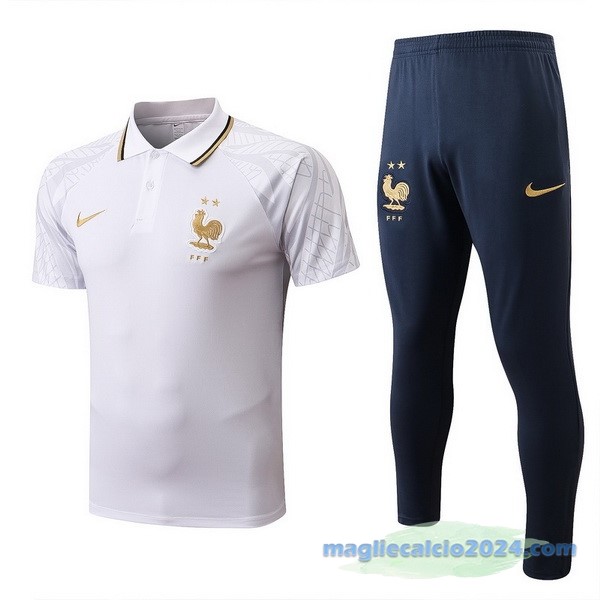 Set Completo Polo Francia 2022 Bianco Azul Poco Prezzo
