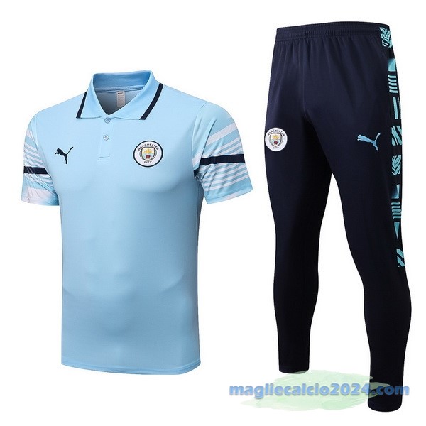 Set Completo Polo Manchester City 2022 2023 Azul Luce Poco Prezzo