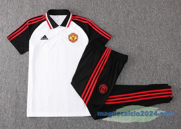 Set Completo Polo Manchester United 2022 2023 Bianco Nero Rosso Poco Prezzo