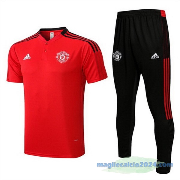 Set Completo Polo Manchester United 2022 2023 Rosso Nero Poco Prezzo