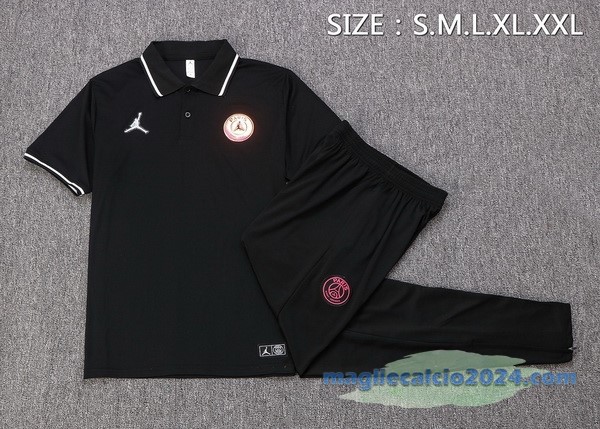 Set Completo Polo Paris Saint Germain 2022 2023 Nero Purpureo Poco Prezzo