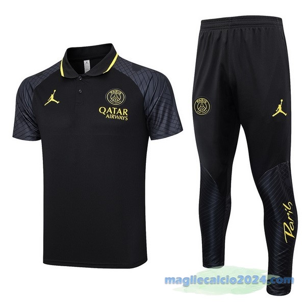 Set Completo Polo Paris Saint Germain 2023 2024 Nero Giallo Poco Prezzo