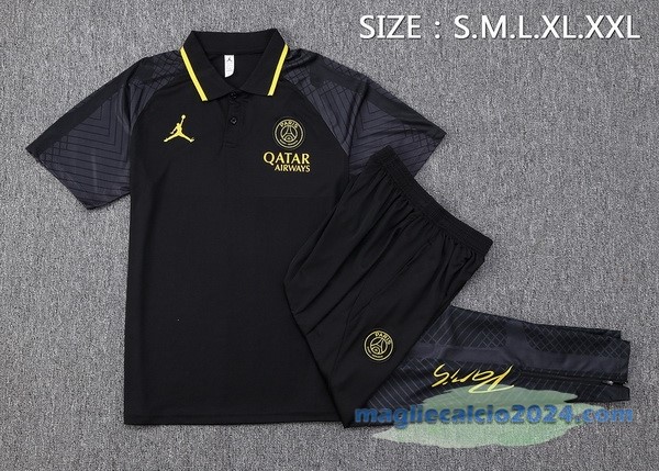 Set Completo Polo Paris Saint Germain 2023 2024 Nero Giallo Poco Prezzo