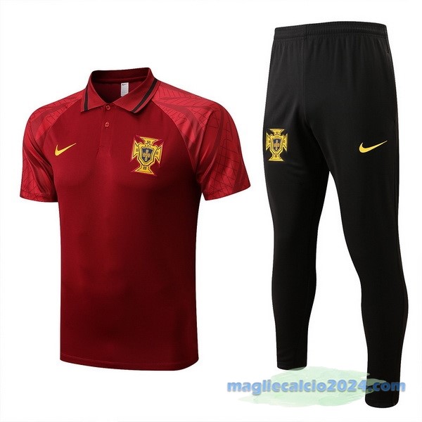Set Completo Polo Portogallo 2022 Rosso Nero Poco Prezzo