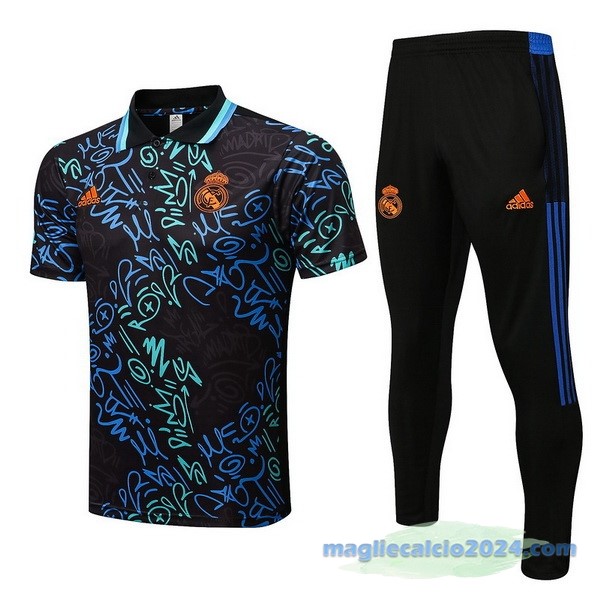 Set Completo Polo Real Madrid 2022 2023 Nero Verde Azul Poco Prezzo
