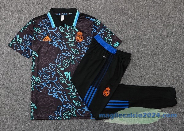 Set Completo Polo Real Madrid 2022 2023 Nero Verde Azul Poco Prezzo