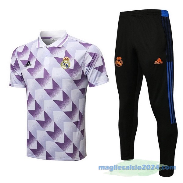 Set Completo Polo Real Madrid 2022 2023 Purpureo Bianco Poco Prezzo