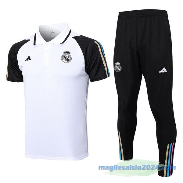 Set Completo Polo Real Madrid 2023 2024 Bianco Nero Poco Prezzo