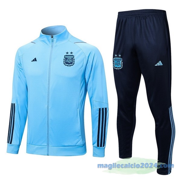 Set Completo Ropa Deportiva Con Cremallera Bambino Larga Argentina 2022 II Azul Poco Prezzo