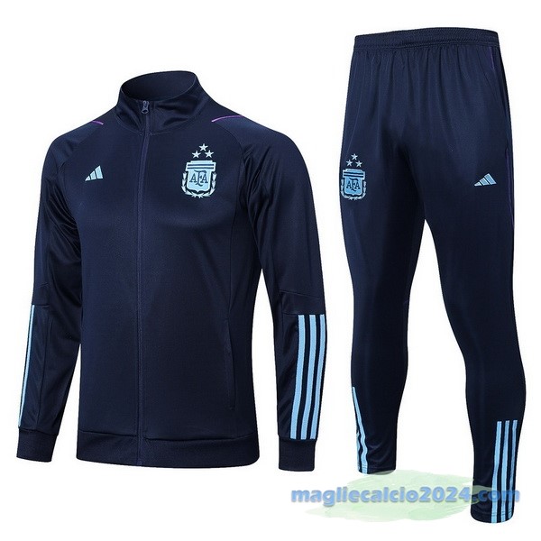 Set Completo Ropa Deportiva Con Cremallera Bambino Larga Argentina 2023 Azul Navy Poco Prezzo