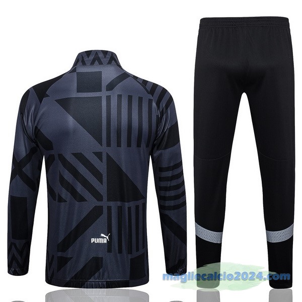Set Completo Ropa Deportiva Con Cremallera Larga AC Milan 2022 2023 Grigio Nero Poco Prezzo