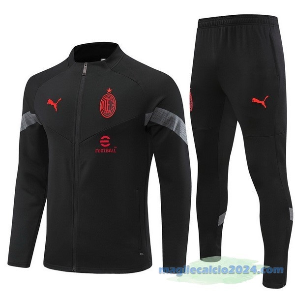 Set Completo Ropa Deportiva Con Cremallera Larga AC Milan 2022 2023 II Nero Poco Prezzo