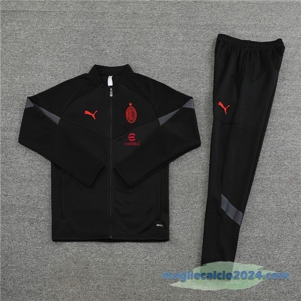 Set Completo Ropa Deportiva Con Cremallera Larga AC Milan 2022 2023 II Nero Poco Prezzo