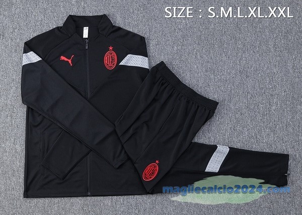 Set Completo Ropa Deportiva Con Cremallera Larga AC Milan 2022 2023 I Nero Poco Prezzo