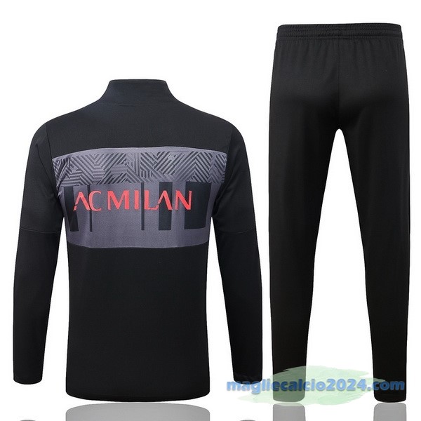 Set Completo Ropa Deportiva Con Cremallera Larga AC Milan 2022 2023 Nero Grigio Poco Prezzo