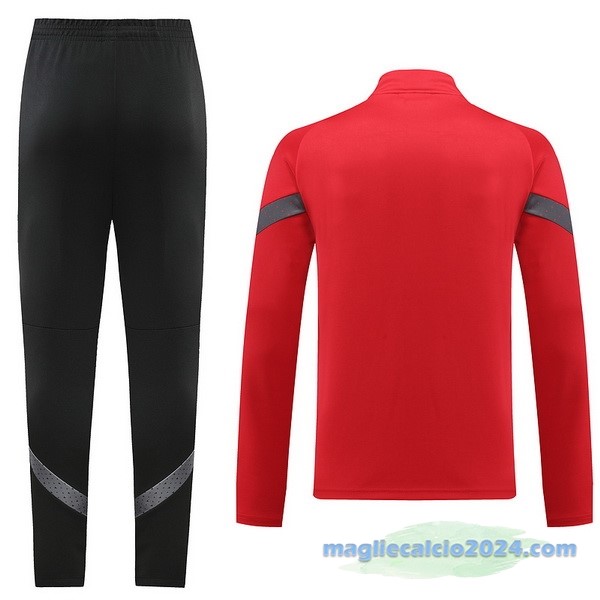 Set Completo Ropa Deportiva Con Cremallera Larga AC Milan 2022 2023 Nero Rosso Poco Prezzo