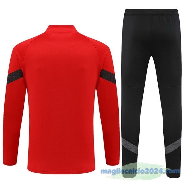 Set Completo Ropa Deportiva Con Cremallera Larga AC Milan 2022 2023 Rosso II Nero Poco Prezzo