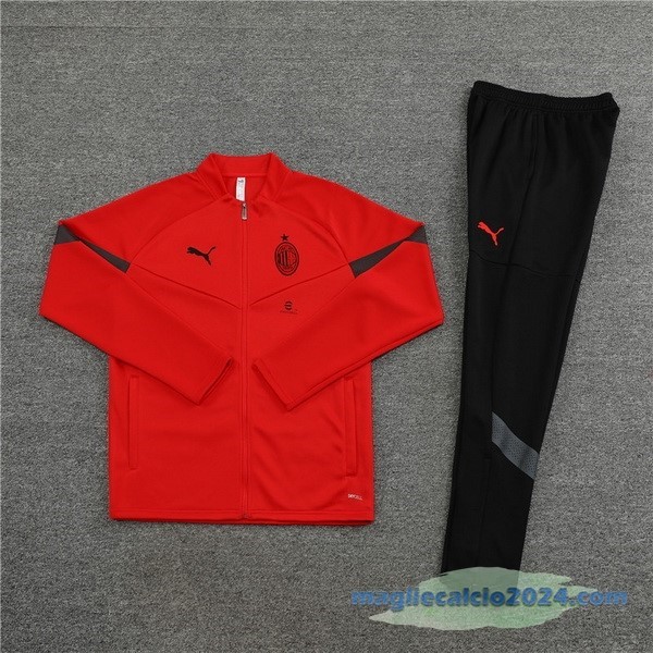 Set Completo Ropa Deportiva Con Cremallera Larga AC Milan 2022 2023 Rosso II Nero Poco Prezzo