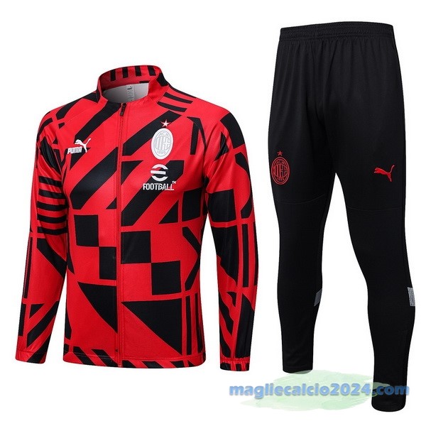Set Completo Ropa Deportiva Con Cremallera Larga AC Milan 2022 2023 Rosso I Nero Poco Prezzo