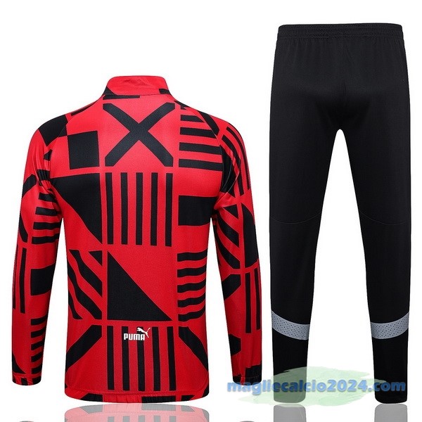Set Completo Ropa Deportiva Con Cremallera Larga AC Milan 2022 2023 Rosso I Nero Poco Prezzo