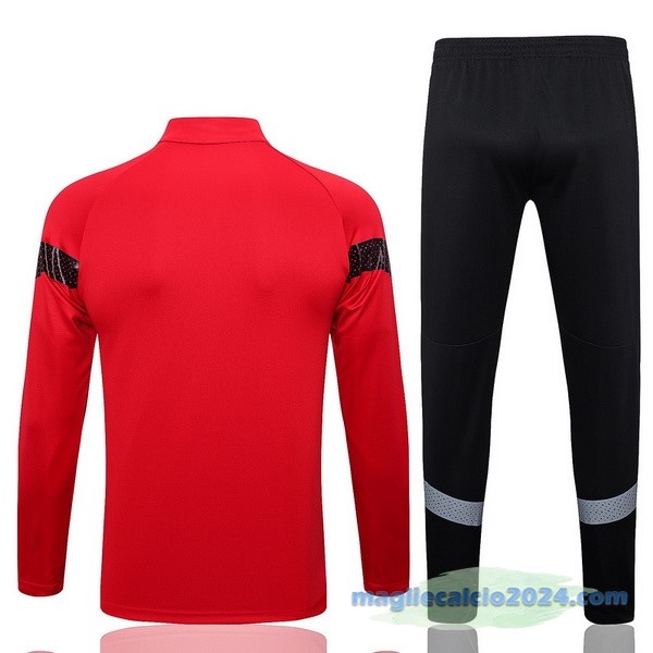 Set Completo Ropa Deportiva Con Cremallera Larga AC Milan 2022 2023 Rosso Nero Poco Prezzo