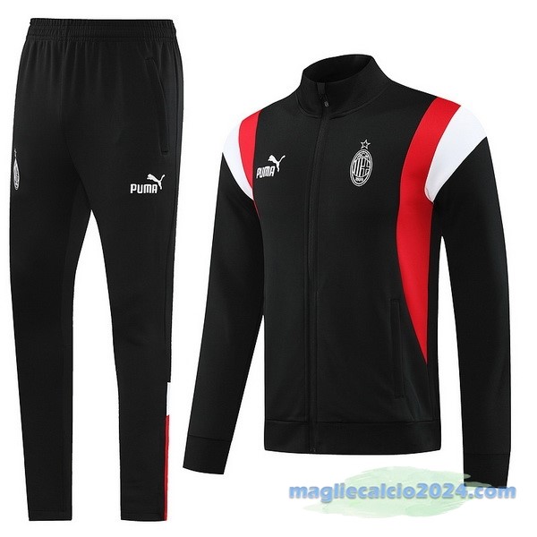 Set Completo Ropa Deportiva Con Cremallera Larga AC Milan 2023 2024 Nero Rosso Bianco Poco Prezzo