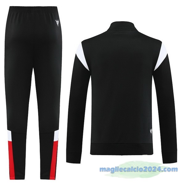 Set Completo Ropa Deportiva Con Cremallera Larga AC Milan 2023 2024 Nero Rosso Bianco Poco Prezzo
