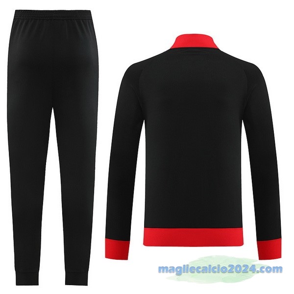 Set Completo Ropa Deportiva Con Cremallera Larga AC Milan 2023 2024 Nero Rosso Poco Prezzo