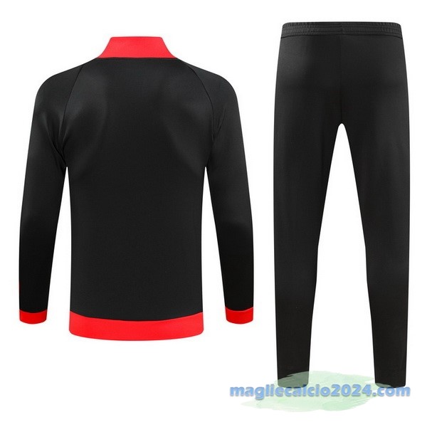 Set Completo Ropa Deportiva Con Cremallera Larga AC Milan 2023 2024 Rosso II Nero Poco Prezzo